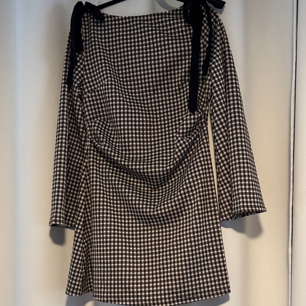 Brown Plaid Dress With Bows